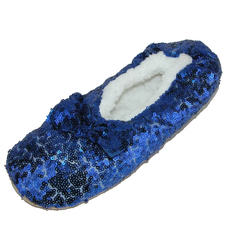 Slippers with stable padding-Women's Sequins Ballerina Slippers with Sherpa Fleece Lining