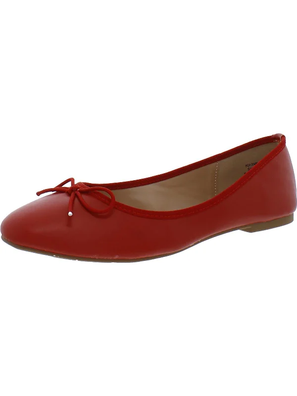 Flats for city living-Womens Laceless Faux Leather Ballet Flats