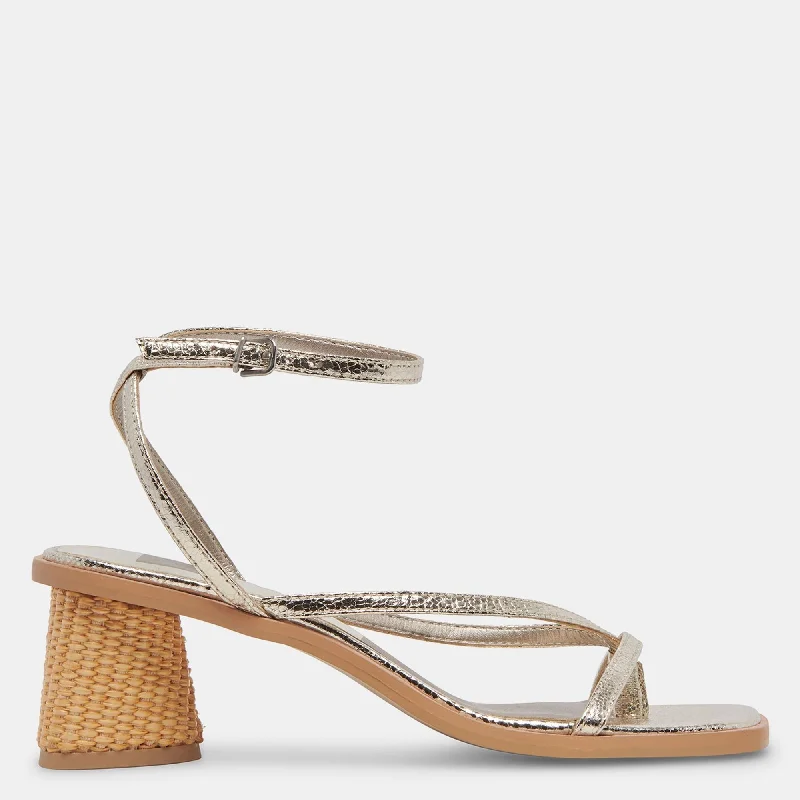 Sandals with breathable sole-Banita Sandals Light Gold Crackled Stella