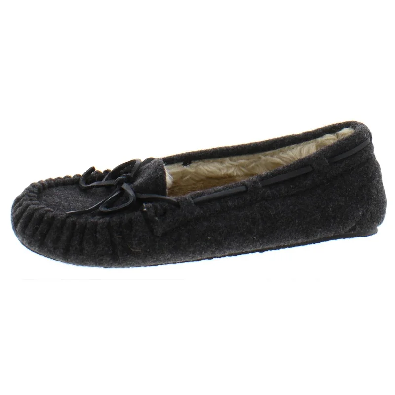 Slippers for cold evenings-Womens Slip On Flat Moccasin Slippers