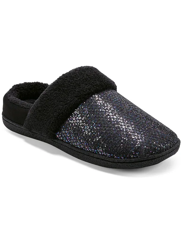 Slippers with breathable mesh-Siesta 8 Womens Faux Fur Glitter Loafer Slippers