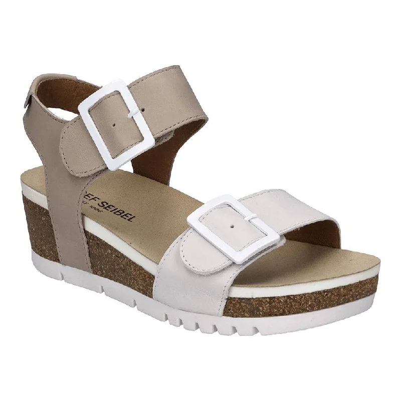 Sandals for casual wear-Josef Seibel Quinn 02 Ladies Off White Combi Leather Arch Support Touch Fastening Sandals