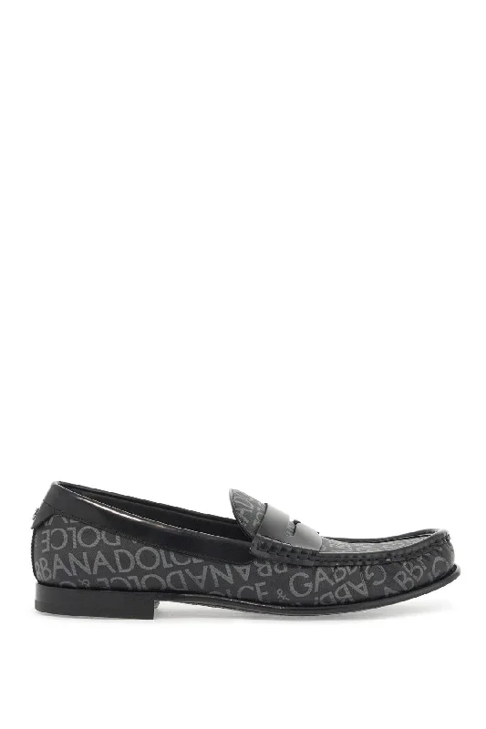 Loafers with studs-Dolce & Gabbana Jacquard Canvas Loafers