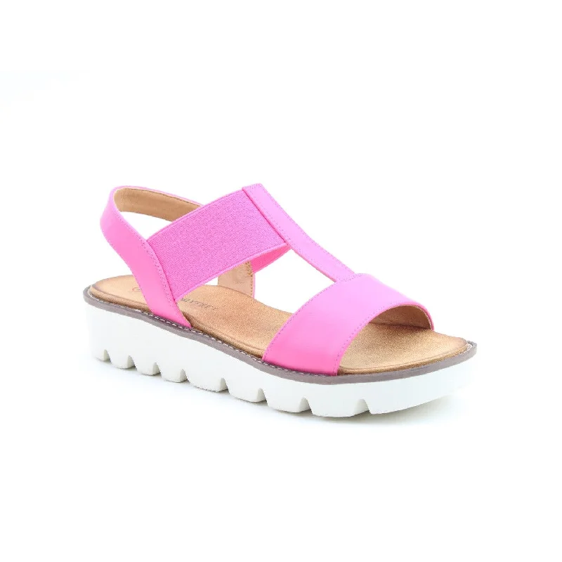 Sandals with elegant sole-Heavenly Feet Ritz Ladies Hot Pink Vegan Pull On Sandals