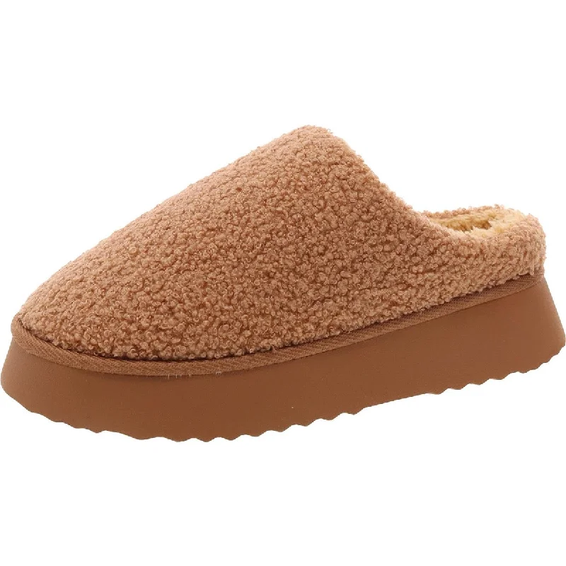 Slippers with fuzzy warmth-Icee Womens French Terry Faux Fur Slide Slippers