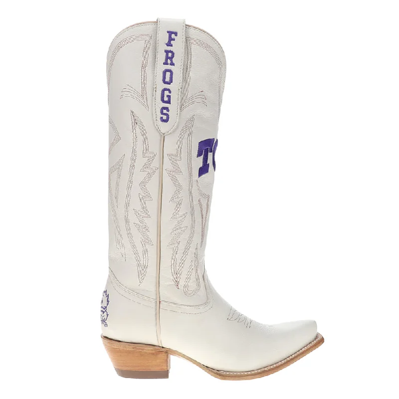 Texas Christian University Gameday Embroidered Logo Snip Toe Cowboy Boots