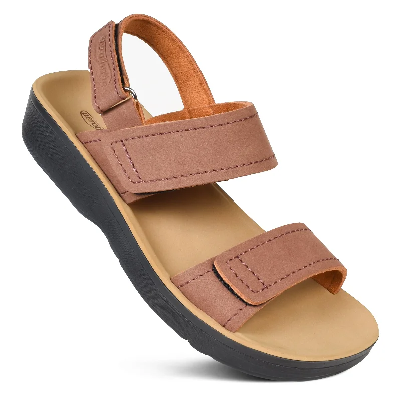 Sandals with trendy days-Aerothotic - Renee Adjustable Strappy Comfortable Arch Support Sandals for Women