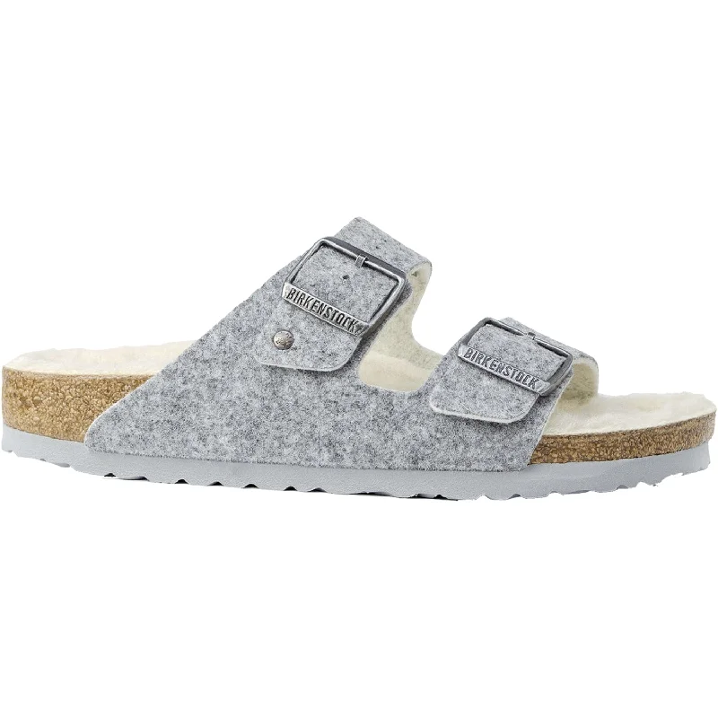 Sandals with comfy sole-Women's Birkenstock Arizona Wool Light Grey Natural