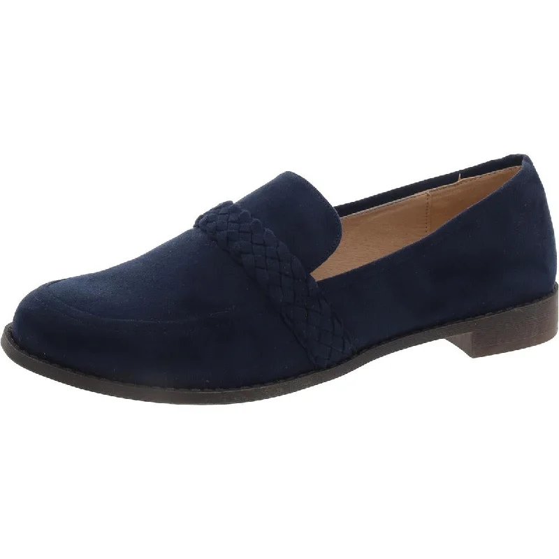 Loafers with soft fit-Womens Round Toe Slip On Loafers