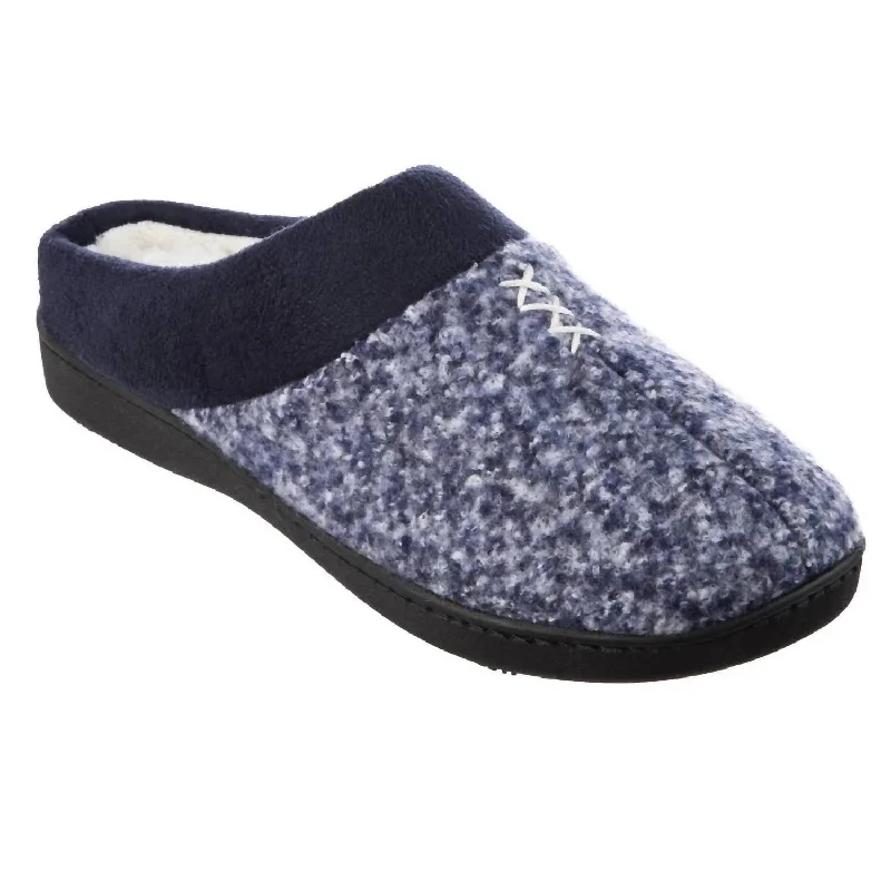 Slippers for young feet-Women’S Heathered Knit Jessie Hoodback Slippers In Navy