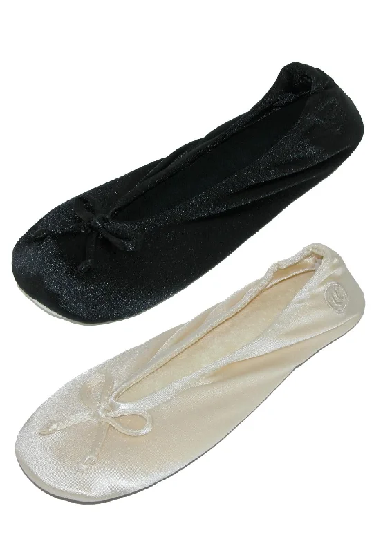 Slippers for active parents-Women's Satin Classic Ballerina Slippers (Pack of 2)