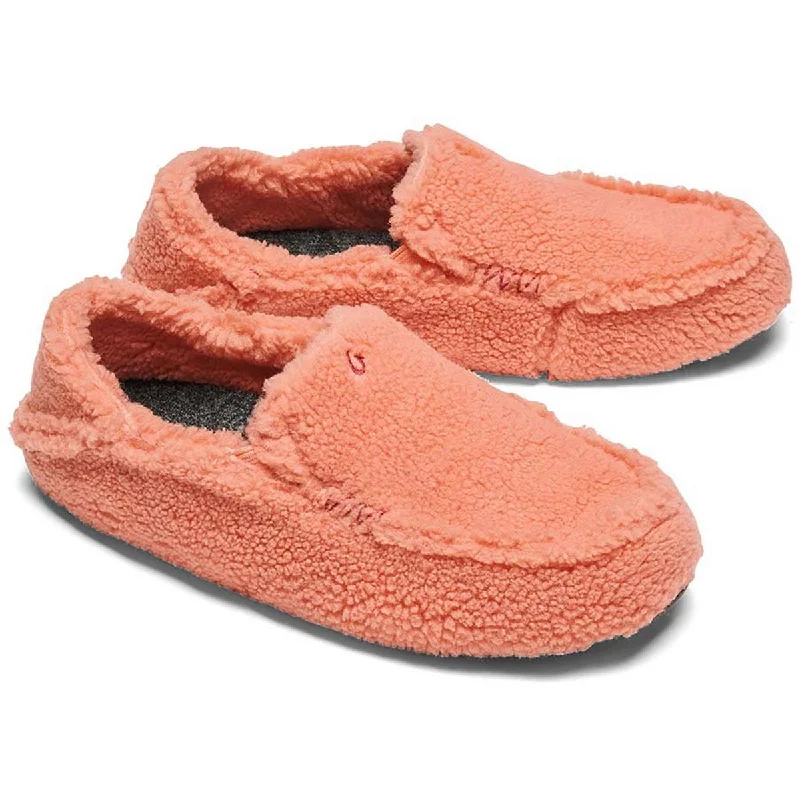 Slippers with flexible soles-Nohea Heu Womens Faux Fur Slip on Loafer Slippers