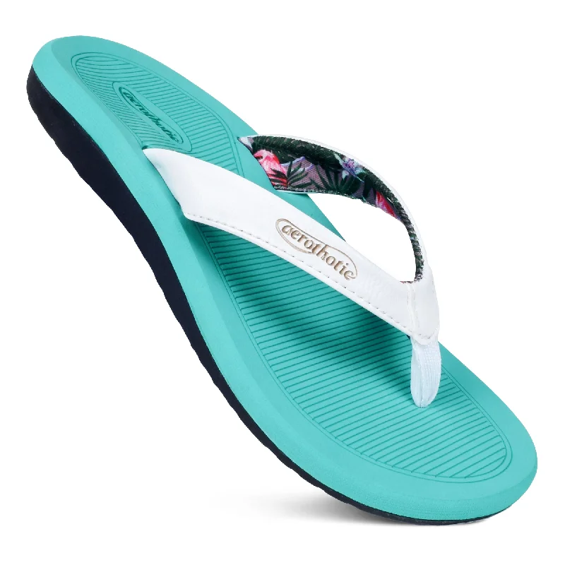 Sandals for warm finish-Aerothotic - Breeze Arch Support Thong Ladies Walking Sandals