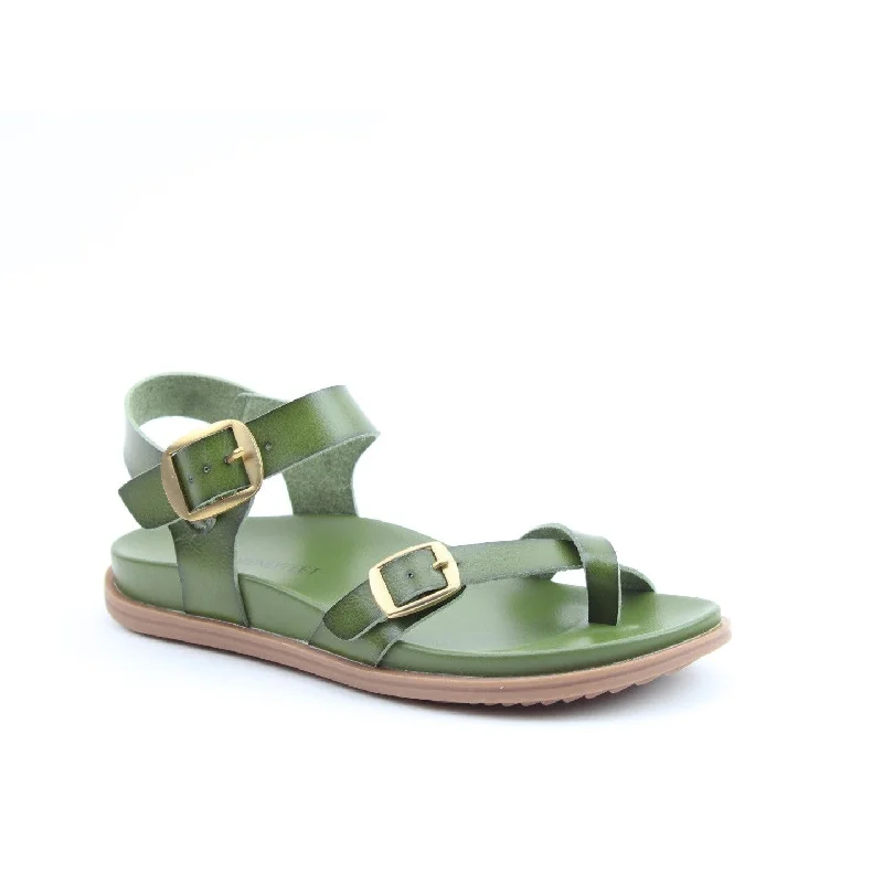 Sandals with premium sole-Heavenly Feet Ramblas Ladies Khaki Buckle Sandals