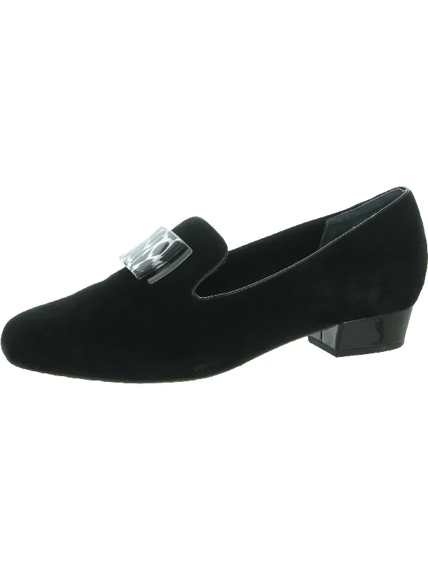 Loafers with cozy look-Treasure Womens Suede Embellished Smoking Loafers