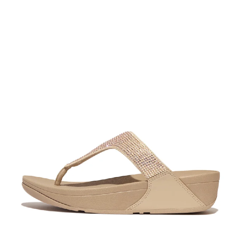 Sandals for vacation vibes-FitFlop EC5-A94 Lulu Crystal Ladies Latte Beige Toe Post Sandals