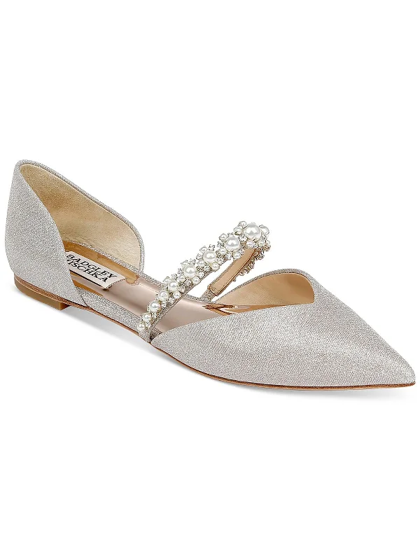 Flats with soundproof walls-Natalia Womens Glitter Slip On Ballet Flats