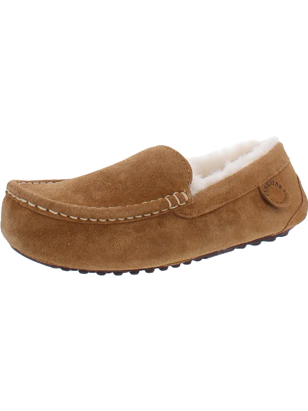 Slippers for swollen feet-Womens Leather Australian Shearling Lined Moccasin Slippers