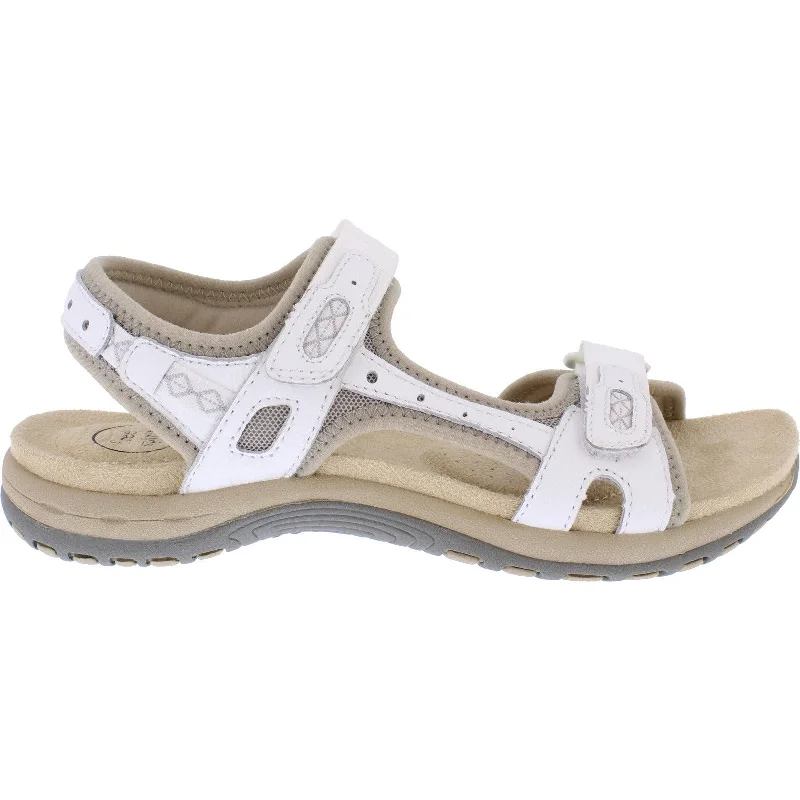 Sandals with walking finish-Free Spirit 40543 Frisco Ladies White Leather Arch Support Touch Fastening Sandals