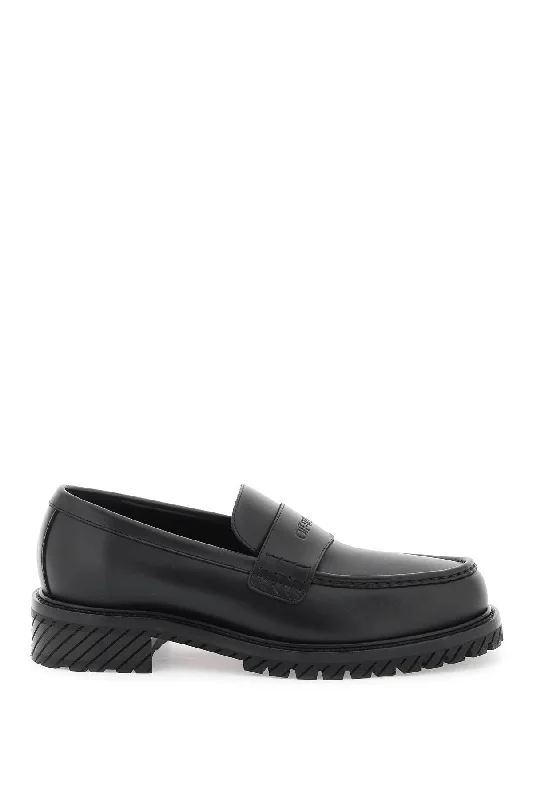 Loafers with sleek style-Off-White Leather Loafers For