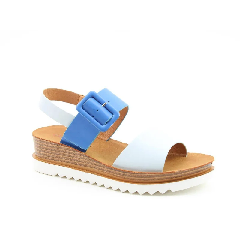 Sandals with soft looks-Heavenly Feet Pistachio Ladies Blue And Duck Egg Vegan Buckle Sandals