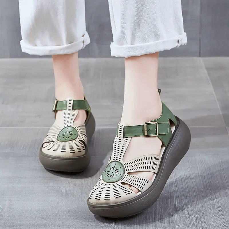 Sandals with soft days-Babakud Women Summer Ethnic Style Roman High Heels Sandals