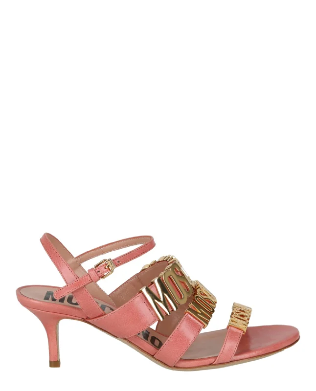 Sandals for stylish vibes-Degrade Metal Logo Heeled Sandals