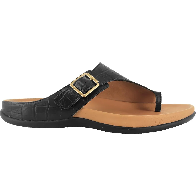 Sandals with modern straps-Women's Strive Java Black Croc Leather