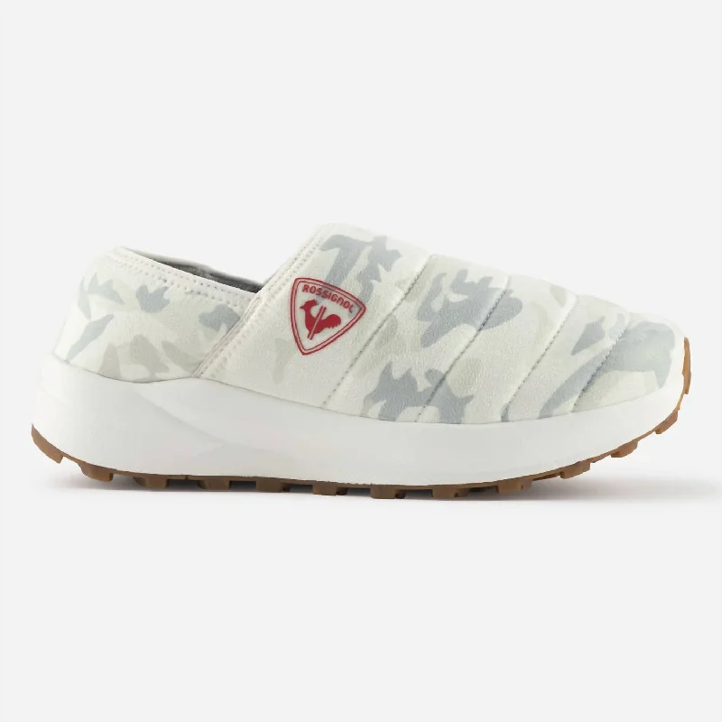 Slippers with ventilated cushion-Unisex Chalet Winter Slippers In White Camo