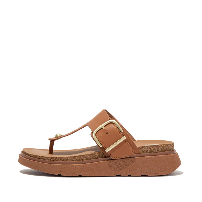 Sandals with lightweight looks-FitFlop HE7-592 Gen-FF Ladies Light Tan Leather Buckle Sandals