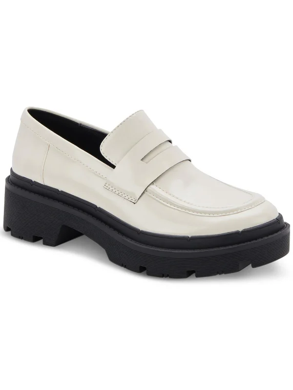 Loafers with trendy vibe-Saanvi Womens Leather Chunky Loafer Heels