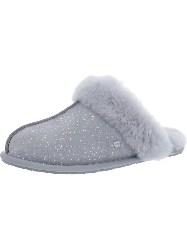 Slippers for small children-Scuffette II Metallic Spots Womens Leather Comfy Scuff Slippers