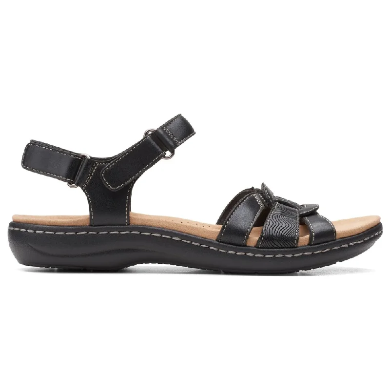 Sandals for warm days-Clarks Laurieann Sela Black Leather Sandals (Women's)