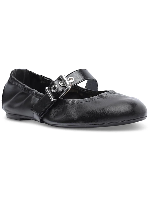 Flats with panoramic views-Womens Leather Slip On Ballet Flats