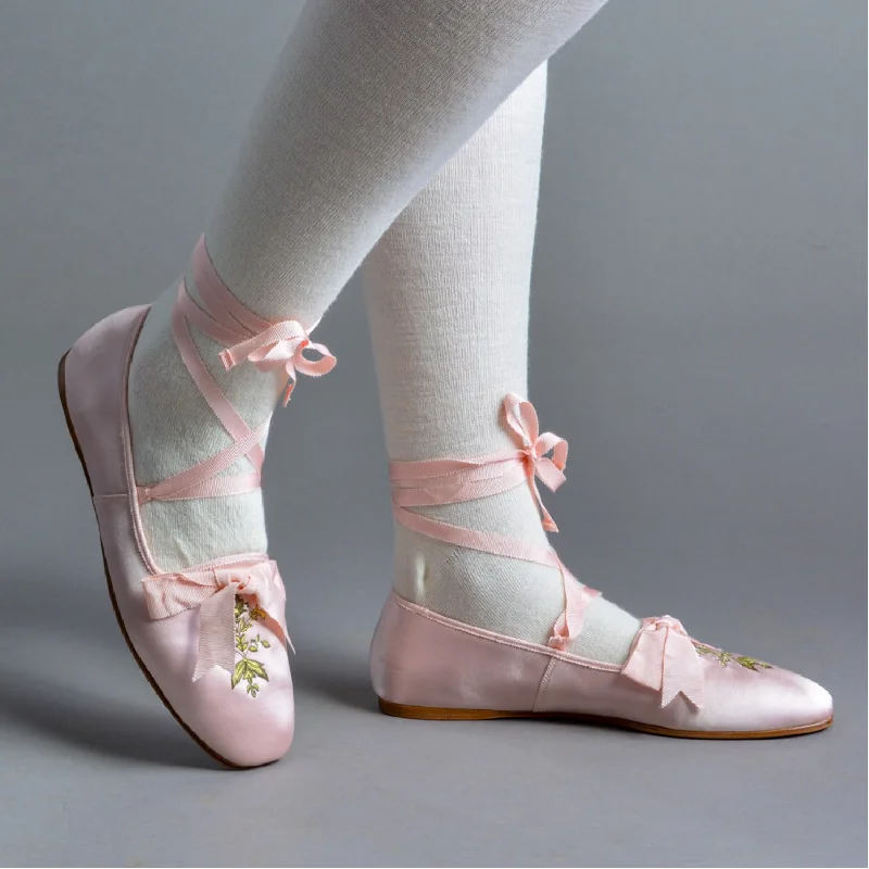 Slippers with airy cushion-Penelope Ladies' Regency Slippers (Ballet Pink)