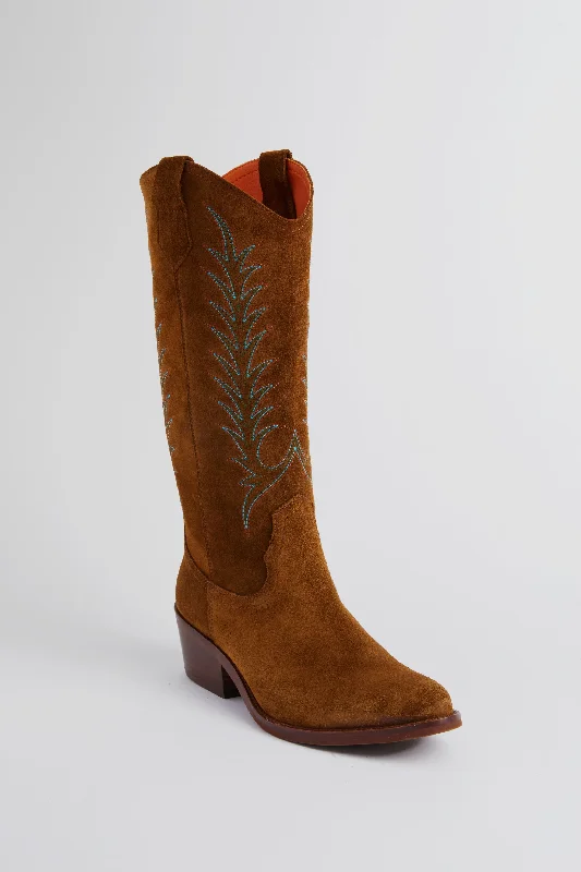 Peat Goldie Embroidered Suede Cowboy Boots