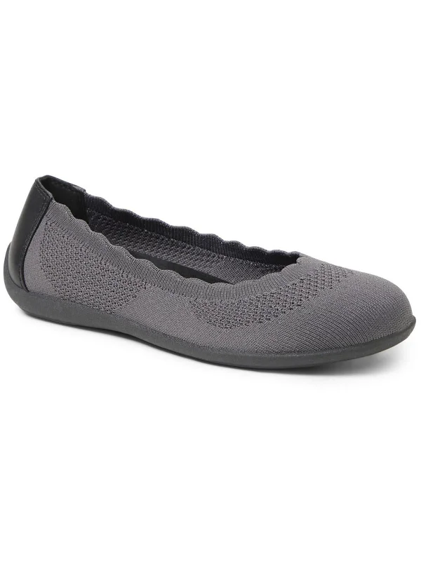 Flats for luxury rentals-Womens Canvas Scalloped Ballet Flats