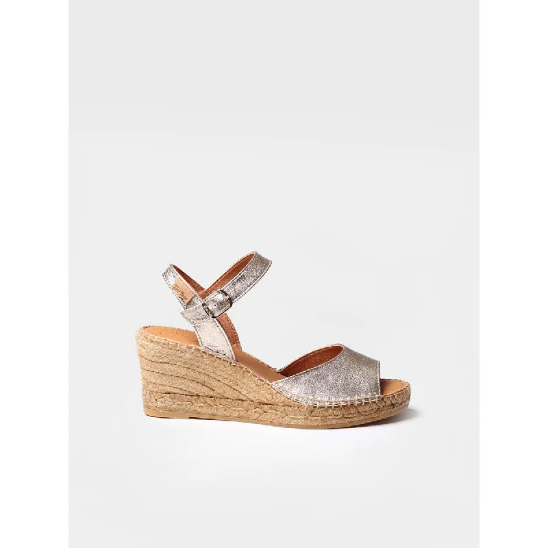 Sandals with closed toe-Toni Pons Sia-P Ladies  Spanish Platinum Leather Buckle Sandals