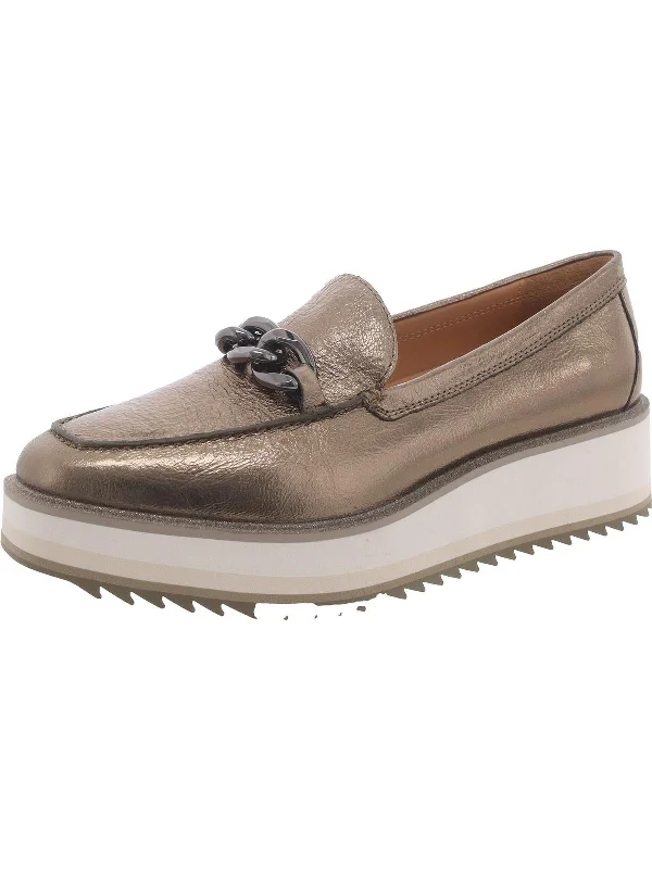 Loafers for comfy days-Gracelyn Womens Leather Chain Loafers