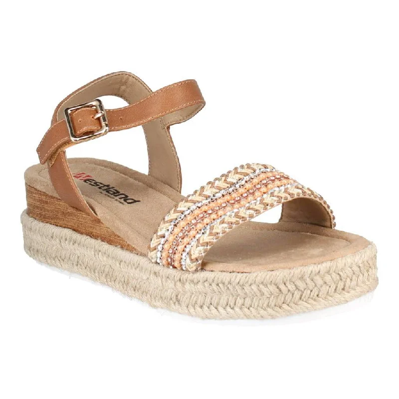 Sandals with sturdy looks-Westland 592005 Madison 05 Ladies Camel Combi Vegan Buckle Sandals