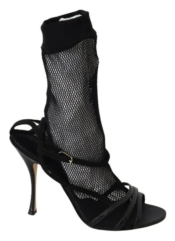 Sandals for beach trips-Dolce & Gabbana Chic  Mesh Stiletto Women's Sandals