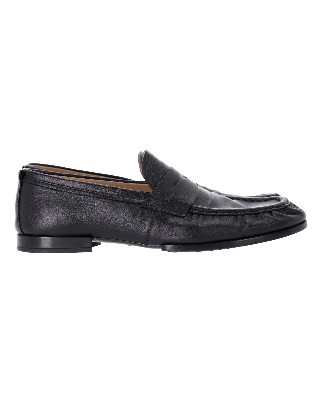 Loafers with fun sole-Tod's Debossed-Logo Penny Loafers in Navy Blue Leather