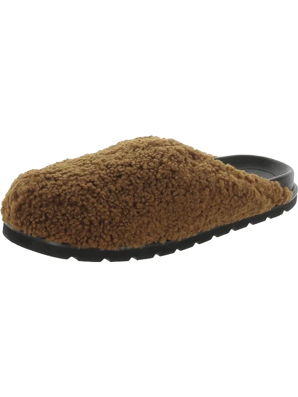 Slippers with quirky themes-Womens Faux Fur Slip On Slide Slippers