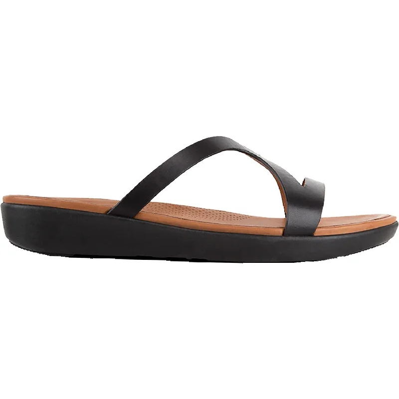 Sandals for summer finish-Women's Fit Flop Strata Slide Black Leather