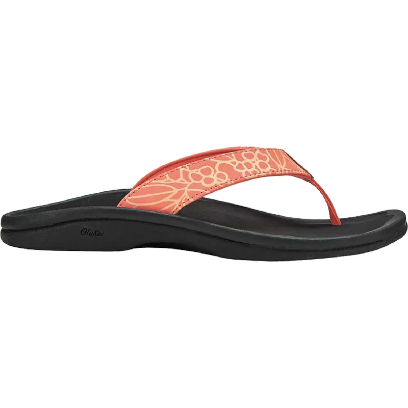 Sandals for warm weather-Women's OluKai Ohana Fusion Coral/Onyx Synthetic