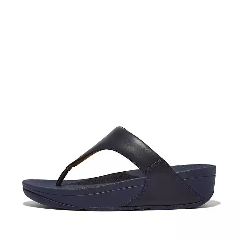 Sandals for outdoor days-FitFlop I88-A15 Lulu Leather Ladies Deepest Blue Leather Toe Post Sandals