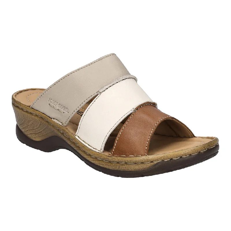 Sandals for vacation-Josef Seibel Catalonia 86 Ladies Cognac-Multi Leather Slip On Sandals