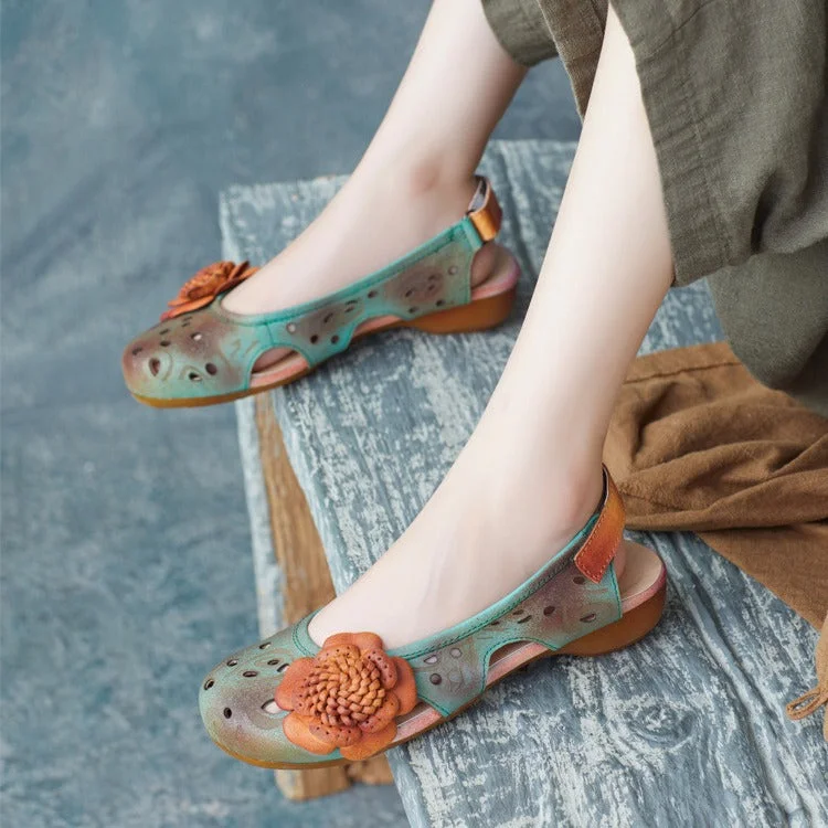 Sandals for summer days-Babakud Women Floral Handmade Retro Roman Sandals