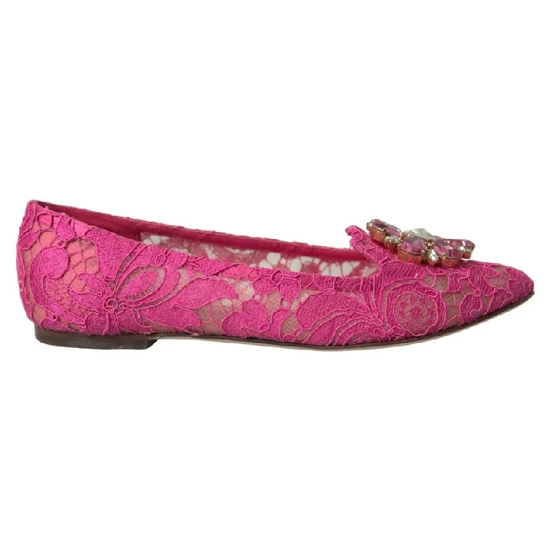 Loafers for comfy wear-Dolce & Gabbana  Lace Crystal Ballet Loafers Women's Shoes (Pre-Owned)