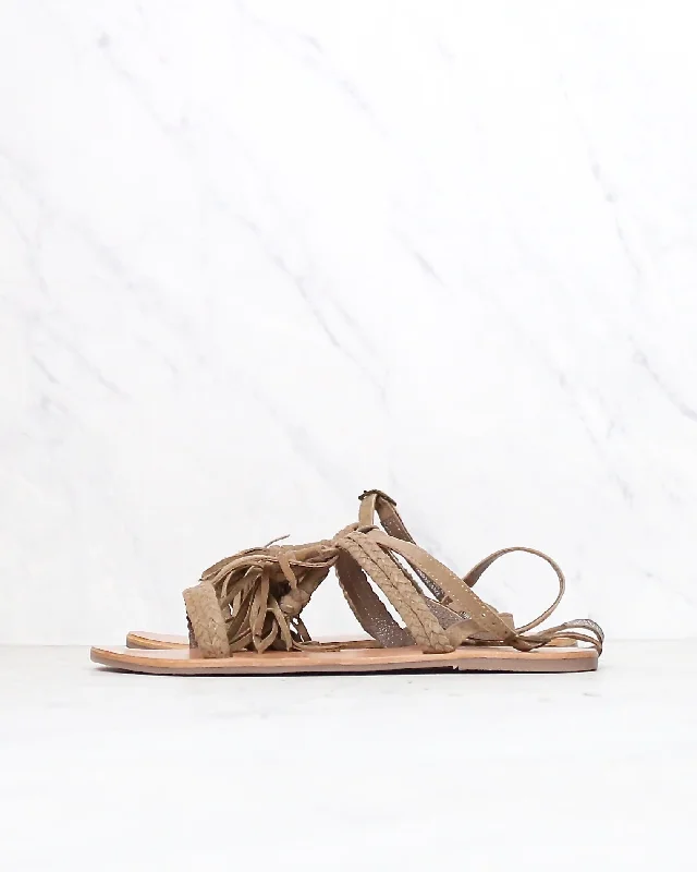 Sandals for summer fashion-Coolway - Mistic Boho Chic Fringe Suede Sandals